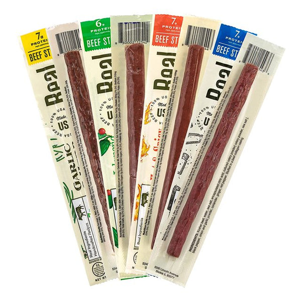 Real Snacks Premium KETO Beef Jerky Sticks Individually Wrapped, 1 Ounce, Variety Pack - 3