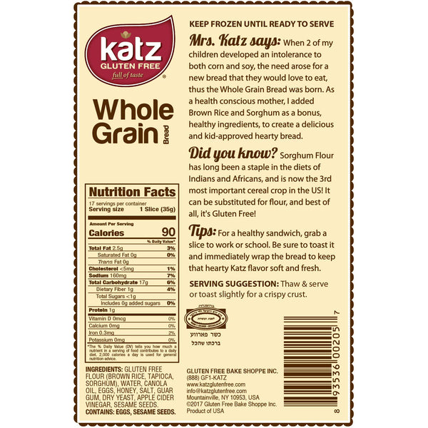Katz Gluten Free Whole Grain Bread [6 Pack] - 4
