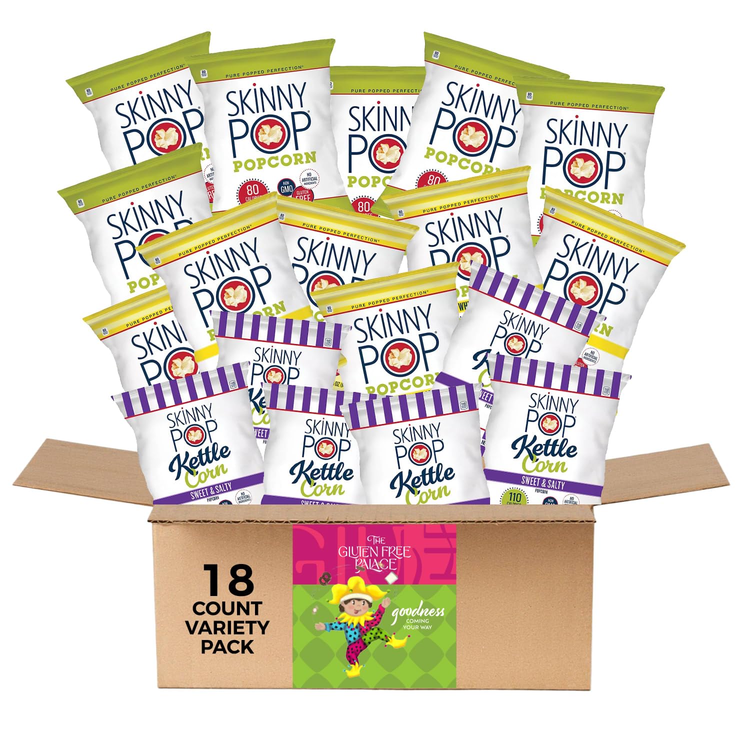 SkinnyPop Popcorn Individual Snacks Variety Pack- 18 count |  GlutenFreePalace