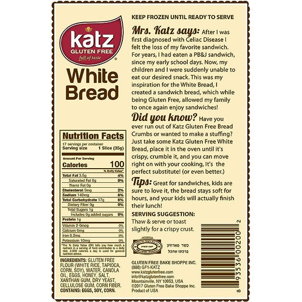 Katz Gluten Free White Bread [6 Pack] - 4