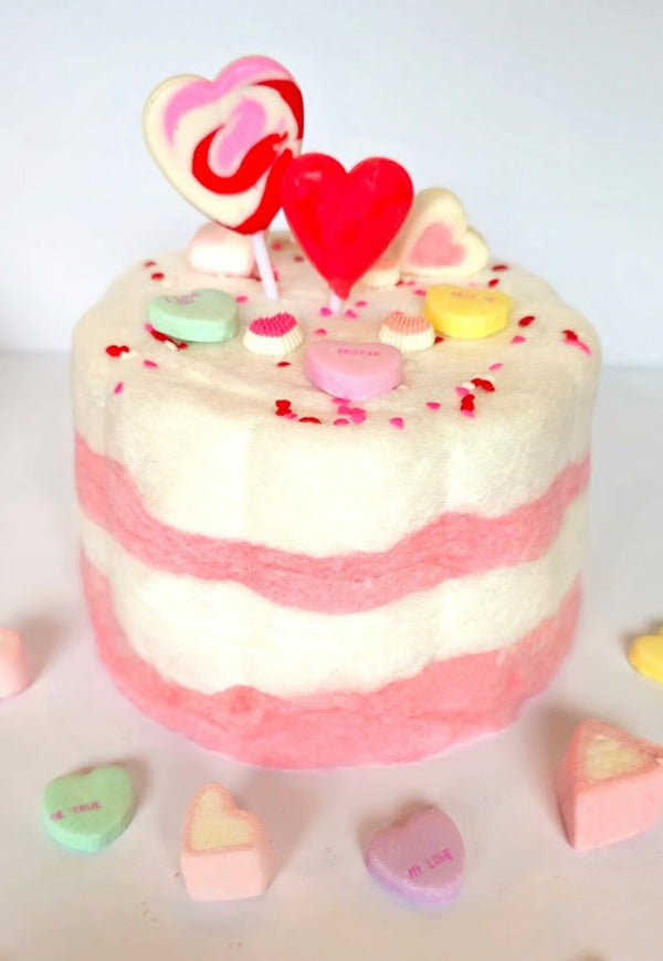 Pink Hearts Cotton Candy Cake - 2