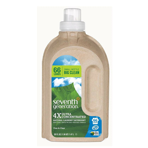 Seventh Generation Natural 4X Concentrated Liquid Laundry, Free and Clear, 66 loads, 50 Fl Oz [Case of 6]