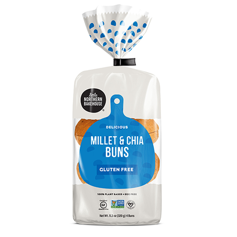 Little Northern Bakehouse Burger Buns, Millet & Chia, 11.3 Ounce [Case of 6]