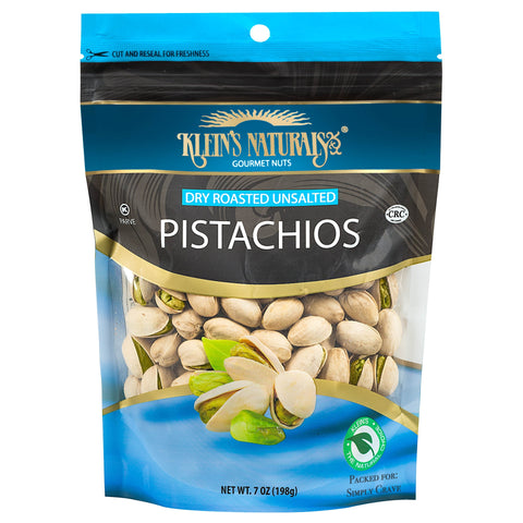 Klein's Naturals Gourmet Pistachios, Roasted UnSalted , 7 Ounce Bag [2 Pack]