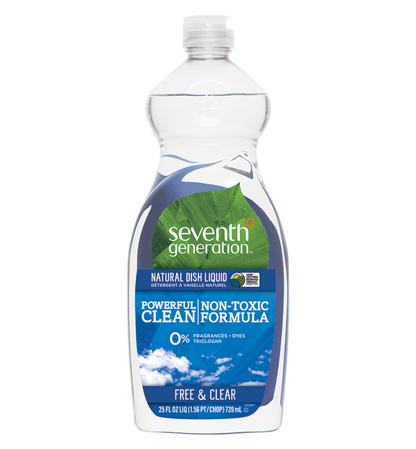 Seventh Generation Natural Dish Liquid, Free & Clear, 25 oz [Case of 12] - 1
