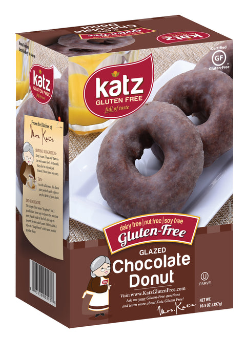 Katz Gluten Free Glazed Chocolate Donuts, 10.5 0z