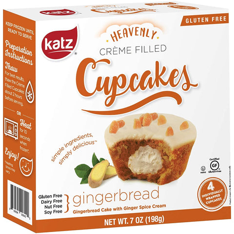 Katz Gluten Free Heavenly Cr?me Filled Cupcakes, Gingerbread, 7 Ounce