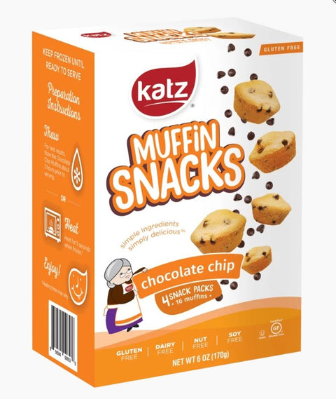 Katz Gluten Free Chocolate Chip Muffin Snacks, 6 ounce box