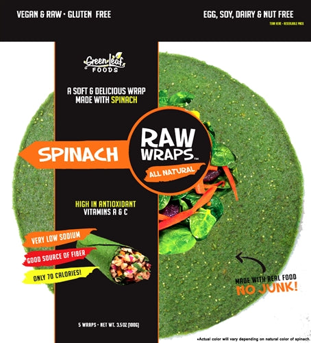 Raw Gluten Free Wraps, Spinach - 1