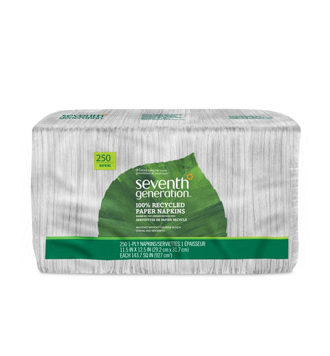 Seventh Generation White Lunch Napkin, 100% Recycled Paper, 1-Ply, 250 Count [12 packs per case]