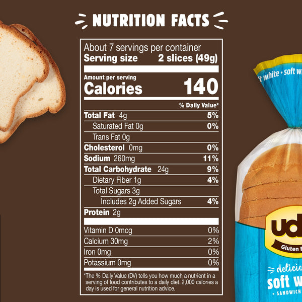 Udi's Gluten Free Soft White Sandwich Bread, 18 Ounce | GlutenFreePalace