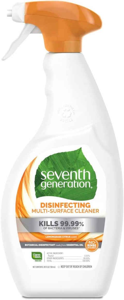Seventh Generation Disinfecting Multi Surface Cleaner, Lemongrass Citrus [Case of 8]