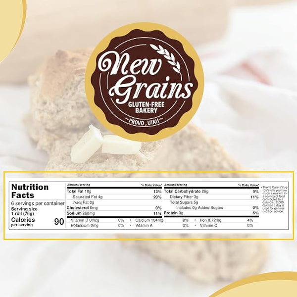 New Grains Gluten Free Dinner Rolls, 6 Count (3 Packs Per Case) - 6