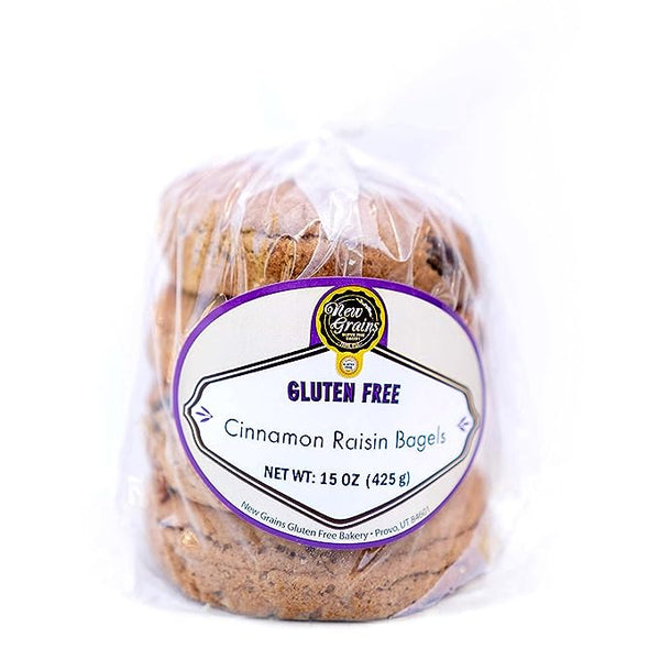New Grains Gluten Free Cinnamon Raisin Bagels, 4 Count (3 Packs Per Case) - 1