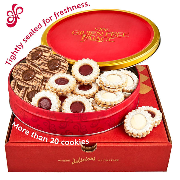 GFP Linzer Tart VARIETY Shortbread Cookies Tin Gift Tray - 2