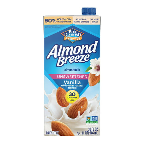 Almond Breeze Almond Milk, Vanilla, Unsweetened (12 Pack)
