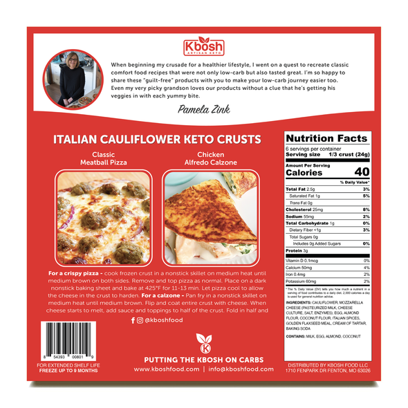 Kbosh Keto Pizza Crust Italian Cauliflower GlutenFreePalace