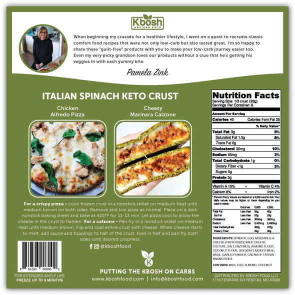 Kbosh Keto Pizza Crust- Italian Spinach - 2