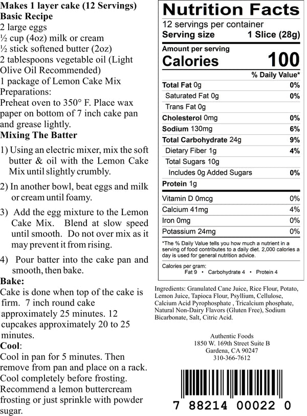 Authentic Foods Lemon Cake Mix - 3
