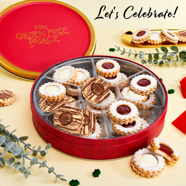 GFP Linzer Tart VARIETY Shortbread Cookies Tin Gift Tray - 6