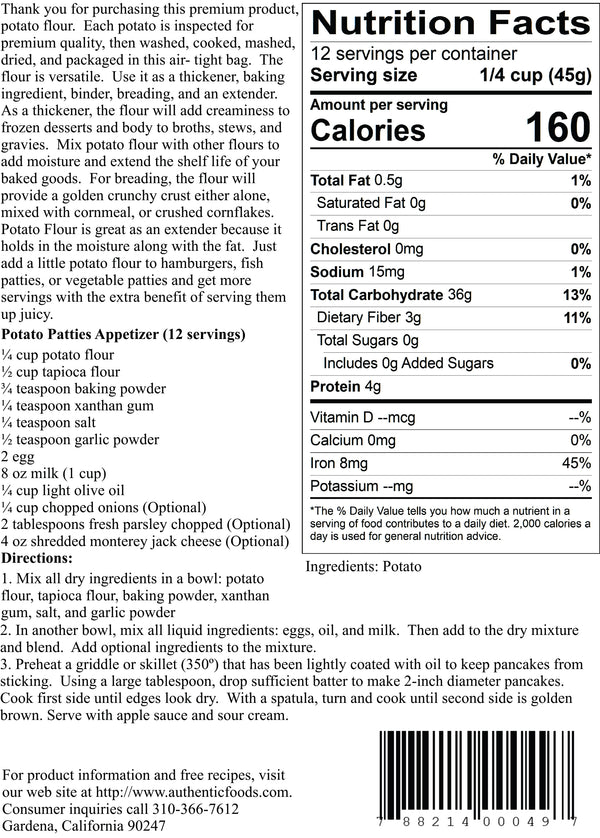 Authentic Foods Potato Flour - 6 Pack - 3