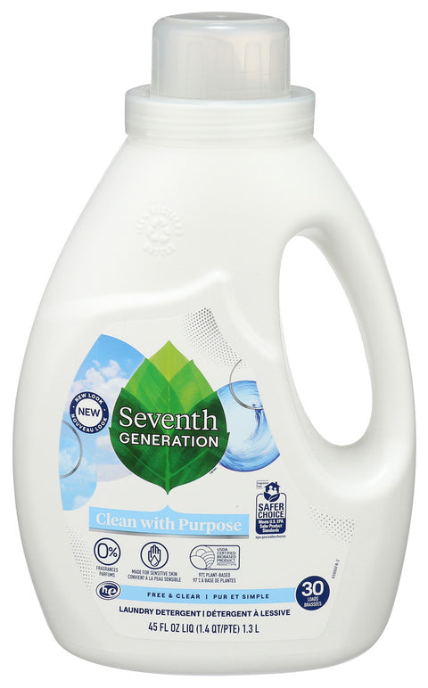 Seventh Generation Natural Laundry Detergent, Free & Clear, Case of 6