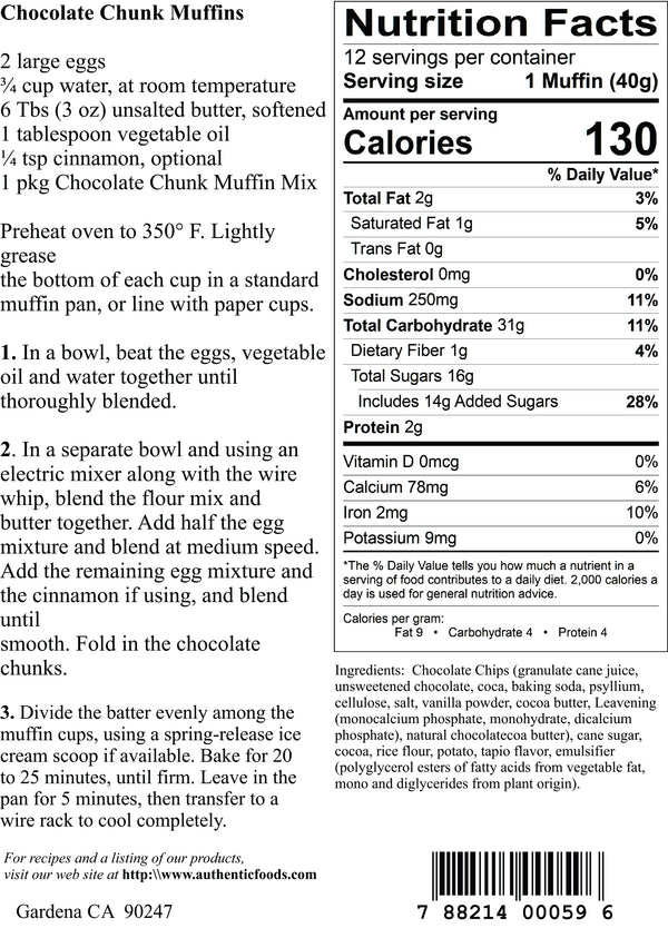 Authentic Foods Chocolate Chip Muffin Mix - 3