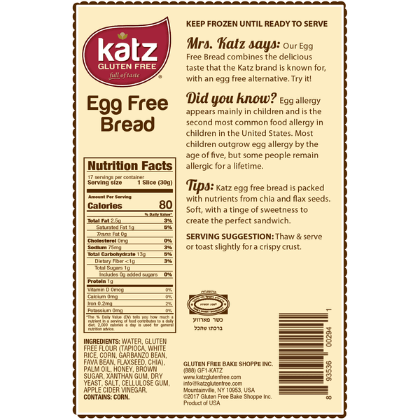 Katz Gluten Free Egg Free Bread - 3