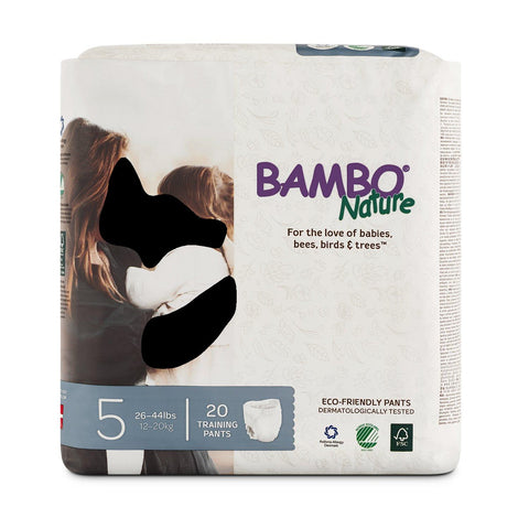 Bambo Nature Eco Friendly Training Pants for Sensitive Skin - Size 5  [26-44 lbs], 20 Count [5 Pack]