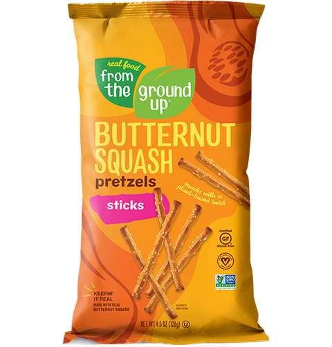 From The Ground Up Gluten Free Butternut Squash Pretzel Sticks, 4.5 oz [6 Pack]
