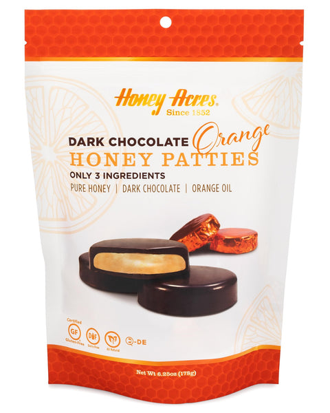 Honey Acres Honey Patties, Dark Chocolate Orange, Chocolate Truffles