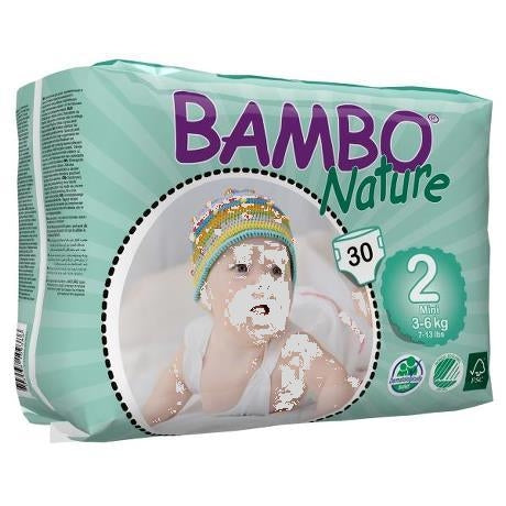 Bambo Nature Eco Friendly Premium Baby Diapers for Sensitive Skin - Size 2 [7-13 lbs], 30 Count [6 Pack] 