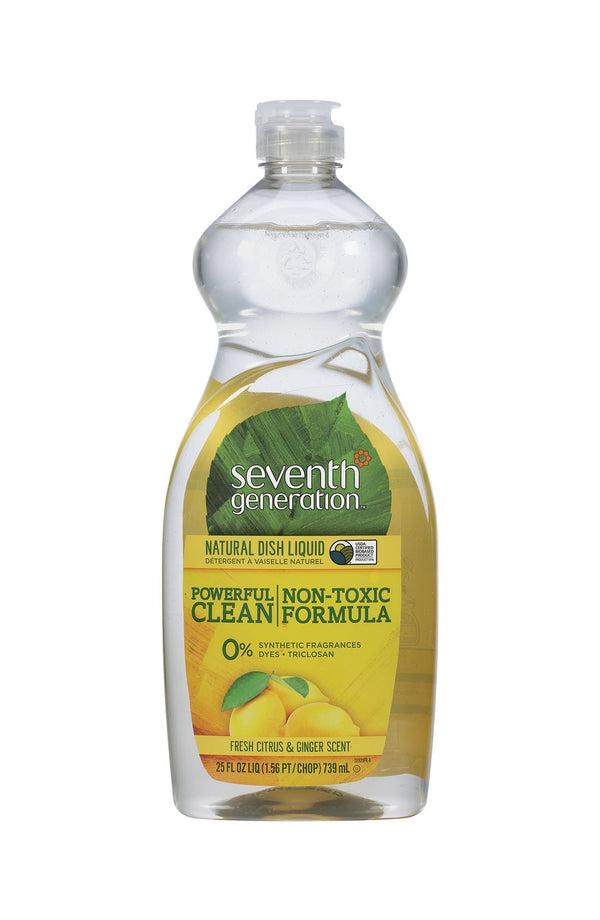 Seventh Generation Natural Dish Liquid, Fresh Citrus & Ginger Scent, 25oz [Case of 12] - 1