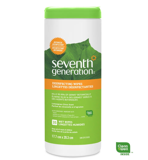 Seventh Generation Multi-Surface Disinfecting Wipes, Lemongrass Citrus, 35 Wipes