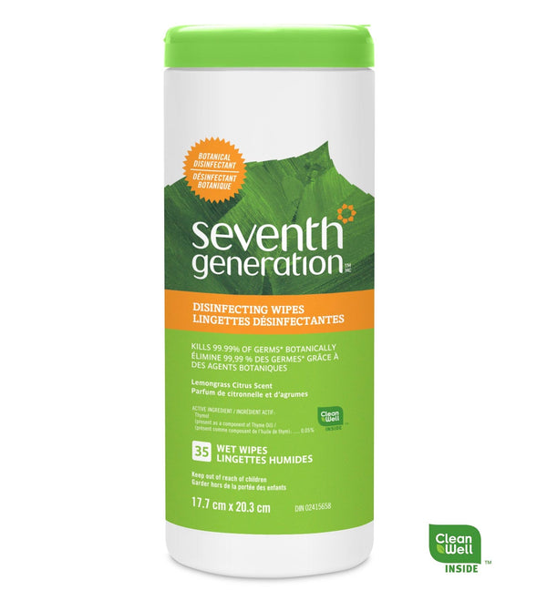 Seventh Generation Multi-Surface Disinfecting Wipes - Lemongrass Citrus - 35 Wipes [Case of 12] - 1