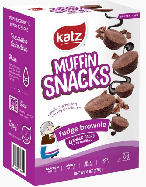 Katz Gluten Free Fudge Brownie Muffin Snacks, 6 ounce box
