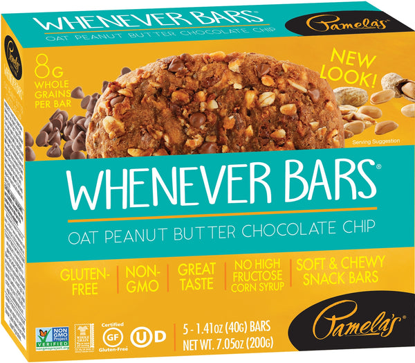 Pamela's Whenever Bars, Oat Peanut Butter Chocolate Chip - 1
